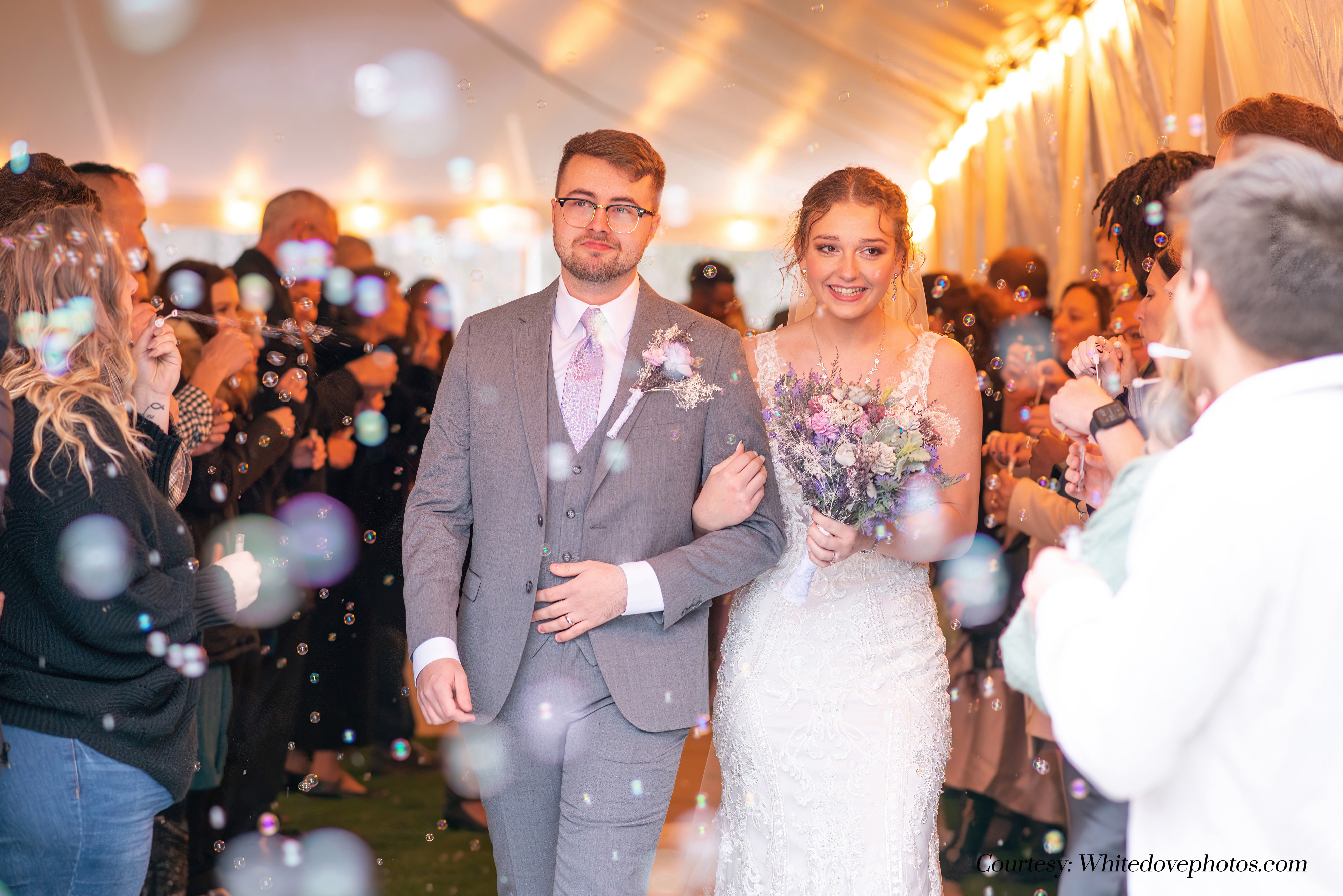 Bride and groom very happy at venue